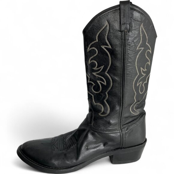 Old West Black Leather Western Cowboy Biker Boots Men's 11 D - Picture 5 of 13